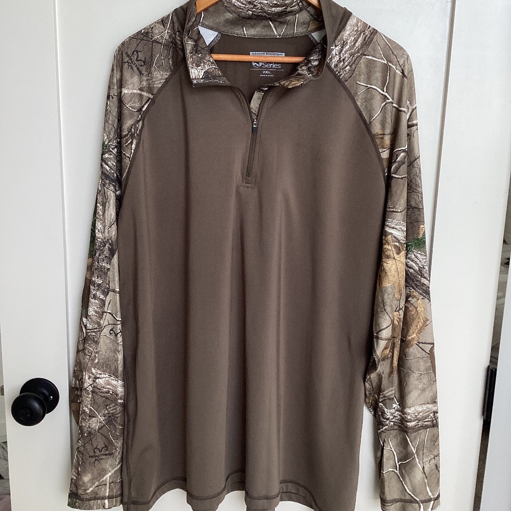 1/4 zip camo long sleeve performance shirt 2XL Gander Mountain hunting outdoors